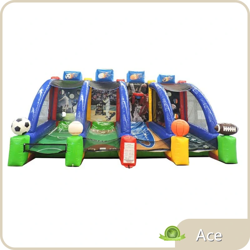 Commercial Customized Bull Riding Ring Toss Batter Up Baseball Soccer Field Carnival Inflatable Sport Games For Kids 1