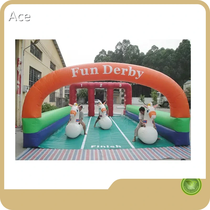 3 Lanes Inflatable Horse Racing Outdoor Inflatable Derby Game For Kids 1