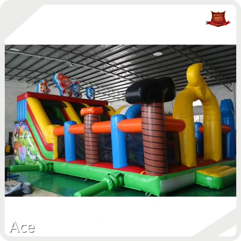 Cartoon Inflatable Playground Fun City With Two Lanes Slide For Kids 1