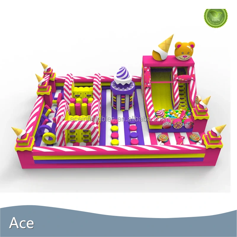 Commercial Customized Kids Bouncy Castle With Slide Fun City Amusement Outdoor Candy Theme Inflatable Playground Theme Park 1