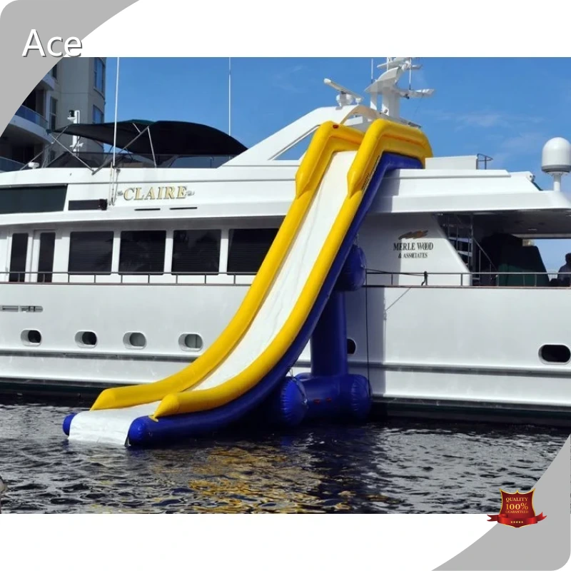 Factory 0.9mm Inflatable Floating Water Slide For Barge Inflatable Yacht Slide 1