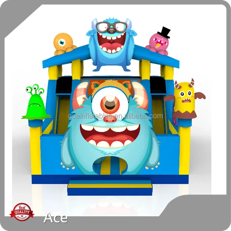 Free Design Giant Kids Adults Dry Slide Fun City Bouncy Jumping Castle Combo Bounce House Monster Theme Inflatable Playground 1