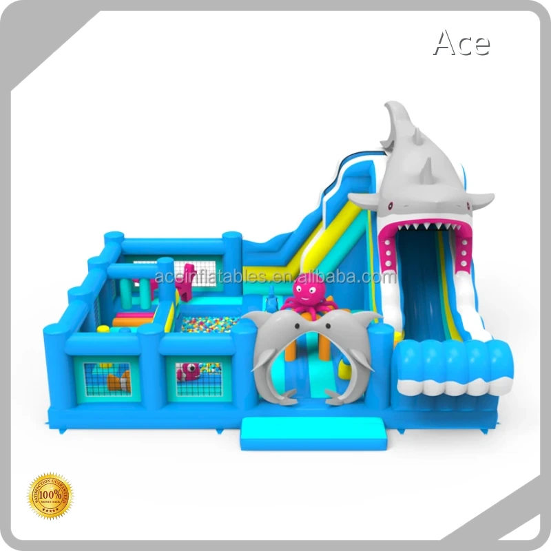 Commercial Kids Amusement Outdoor Bouncy Castle With Slide Fun City Ocean Sea World Theme Inflatable Playground 1