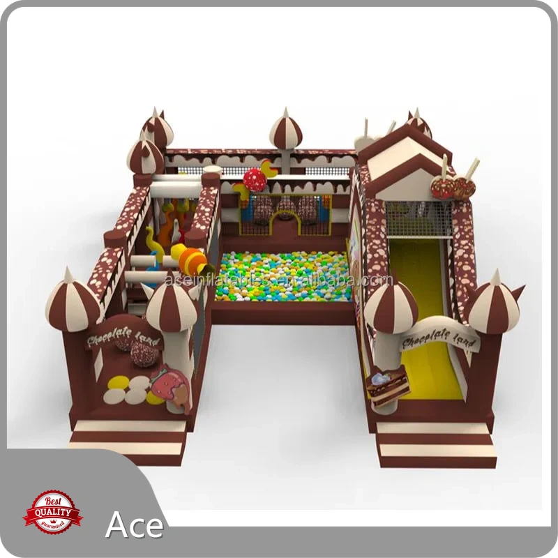 Commercial Customized Kids Amusement Outdoor Fun City Bouncy Castle With Slide Chocolate Theme Park Inflatable Playground 1