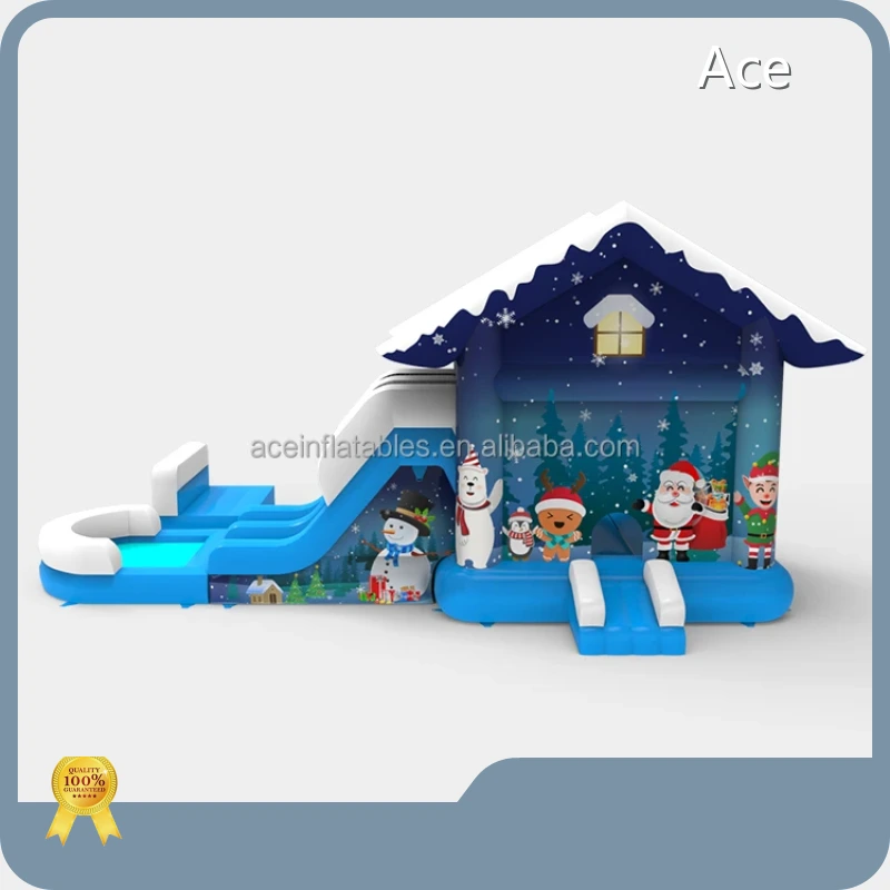 Outdoor Commercial Kids Combo With Slide Jumping Castle Christmas Santa Snowman Theme Inflatable Bouncer Bounce House 1