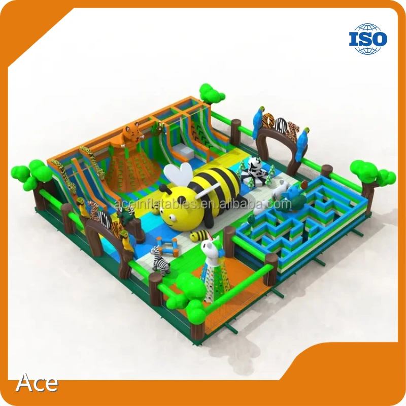 Free Design Giant Kids Adults Obstacle Courses Fun City Playground Bouncy Jumping Castle Animal Zoo Theme Inflatable Theme Park 1