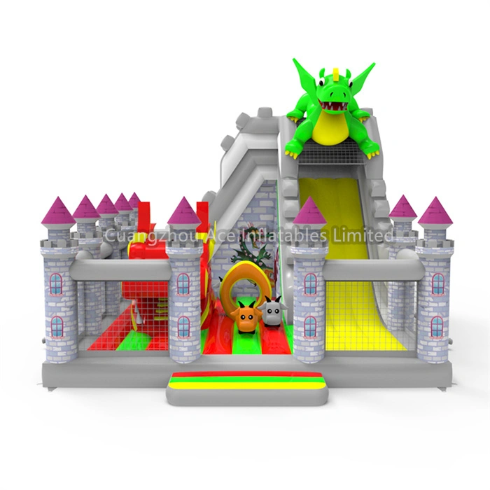 Dragon Theme Big Bouncy Castle Playground with Slide - Outdoor Fun for Kids 1