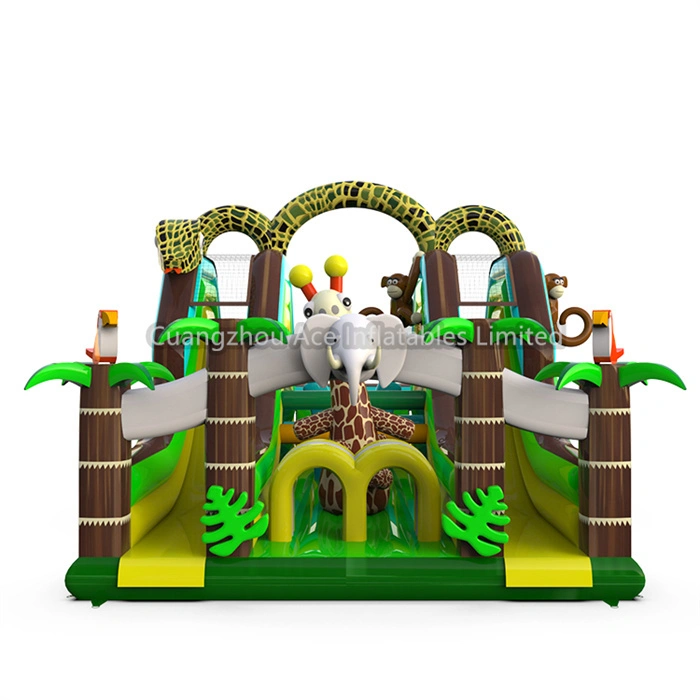 Animaux Zoo Jungle Château gonflable Parcours d'obstacles Aire de jeux 1