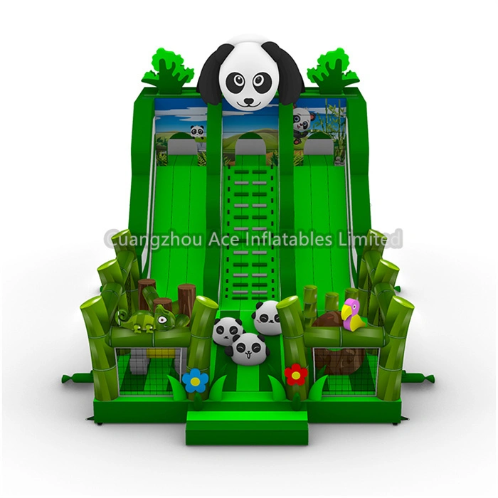 Castillo hinchable con tobogán inflable con tema de Panda de bambú, personalizado para niños & adultos 1