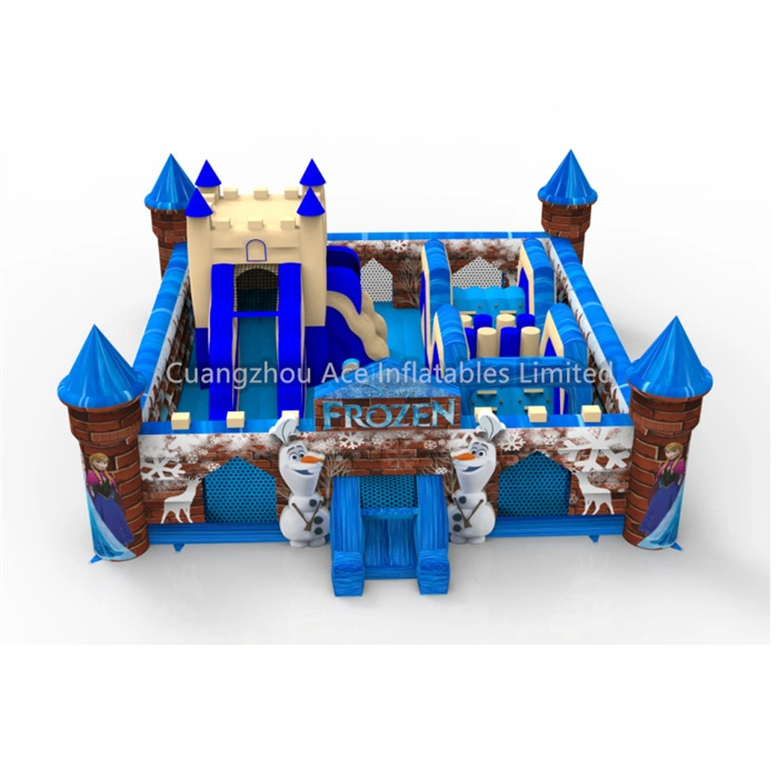 Commercial Kids Amusement Outdoor Bouncy Castle With Slide Fun City Frozen Princess Theme Inflatable Playground 1