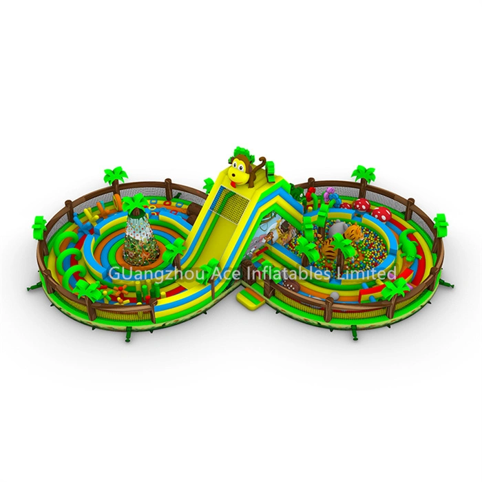 Monkey Jungle Combo Parcours d'obstacles Aire de jeux Château gonflable pour enfants et adultes 1