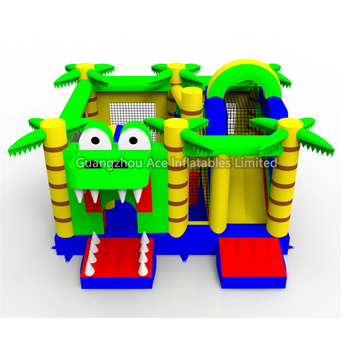 Kids Crocodile Jungle Theme Inflatable Bounce House with Slide Combo Bouncy Castle 1