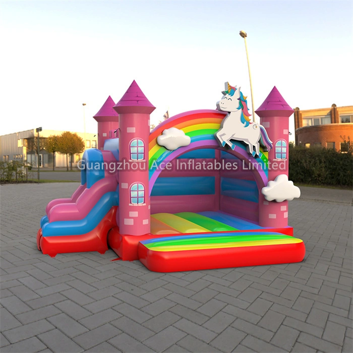 Château gonflable gonflable licorne rose commerciale, Combo pour enfants 1