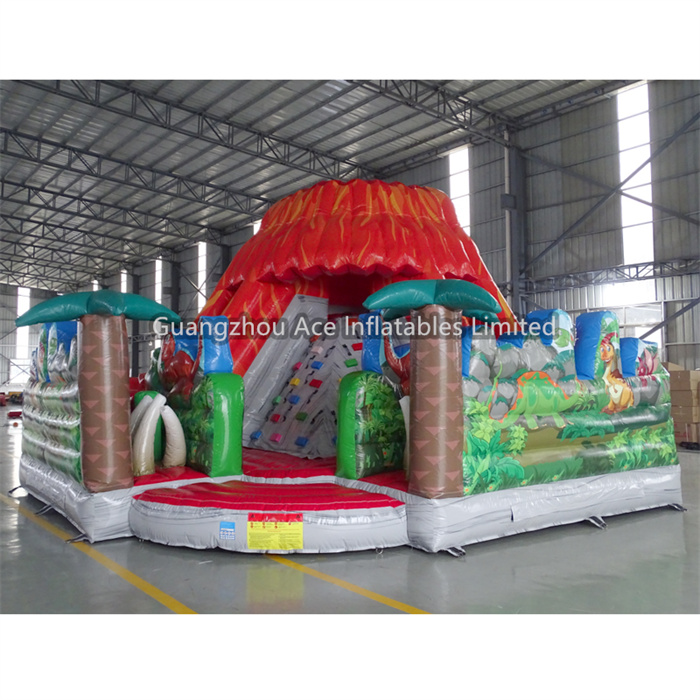 Outdoor Commerical Vivid Forest Inflatable Volcano Playground For Sale