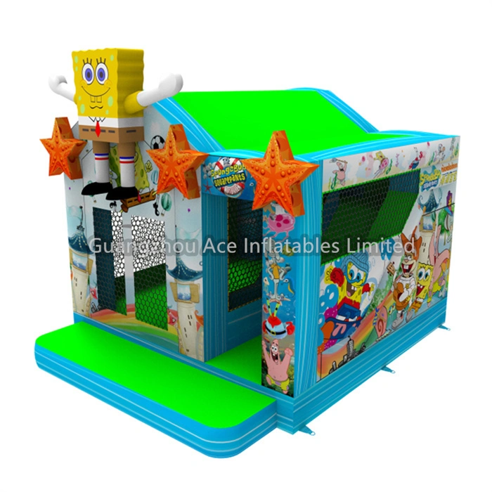 Maison gonflable Bob l'éponge avec toboggan – Sauteur gonflable commercial extérieur 1