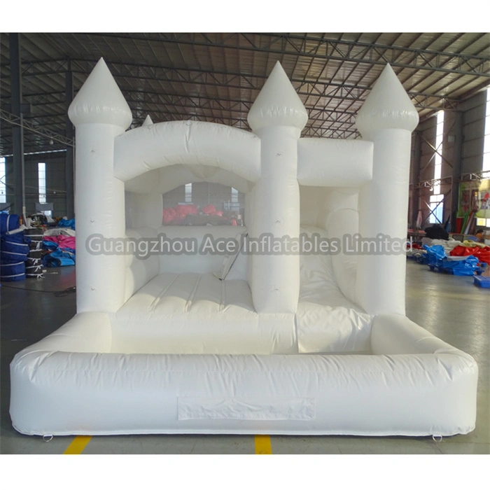 White Bouncy Castle with Slide and Ball Pit - Perfect for Kids' Weddings and Events 1