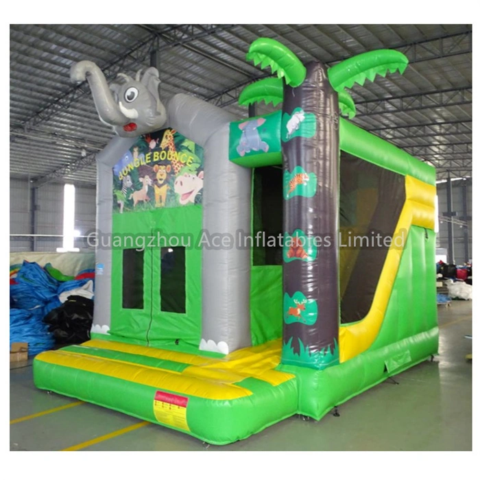 Jungle Animal Elephant Inflatable Combo with Slide - Commercial Bouncy Castle 1