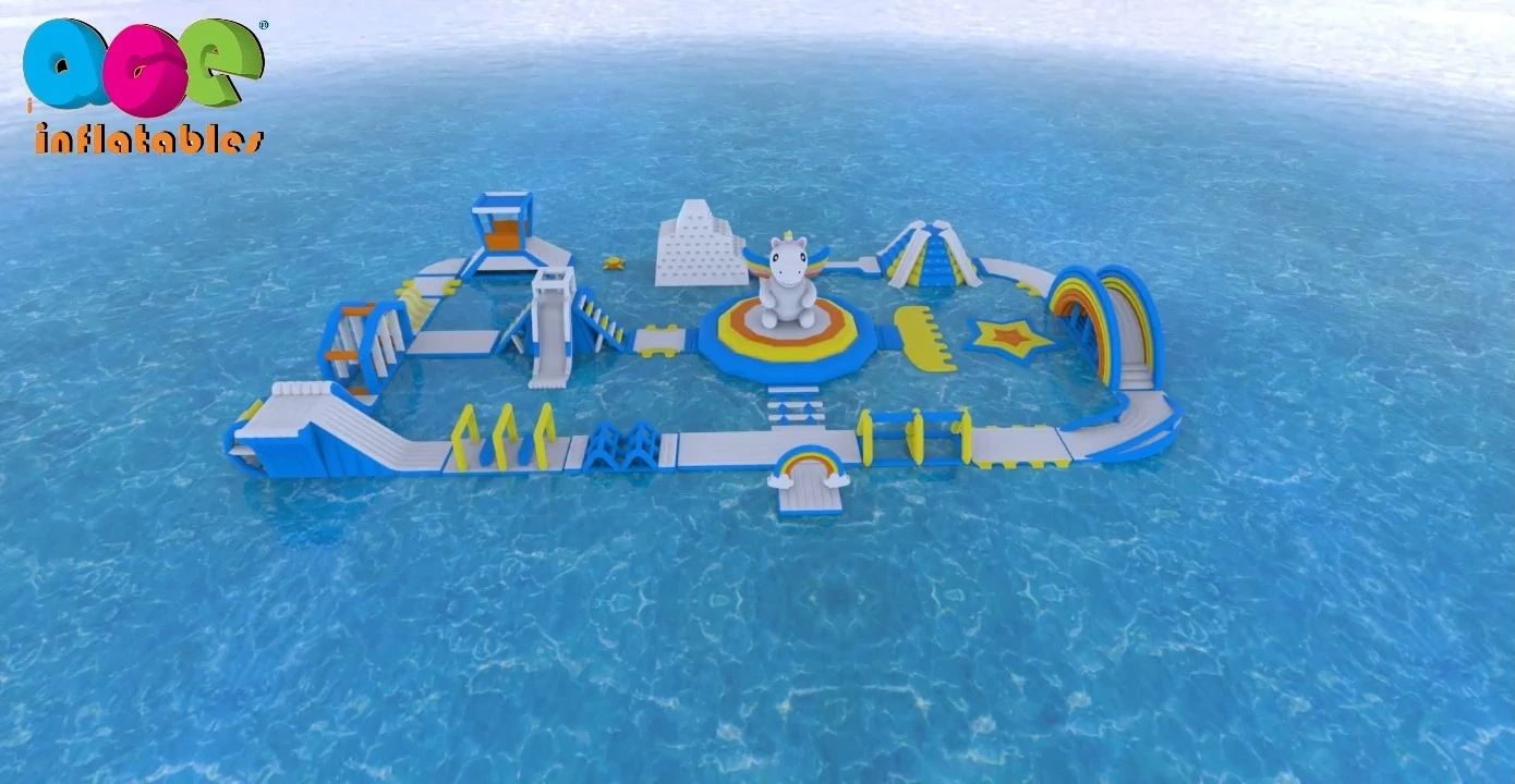unicorn theme floating inflatable water park water play Equipment 1