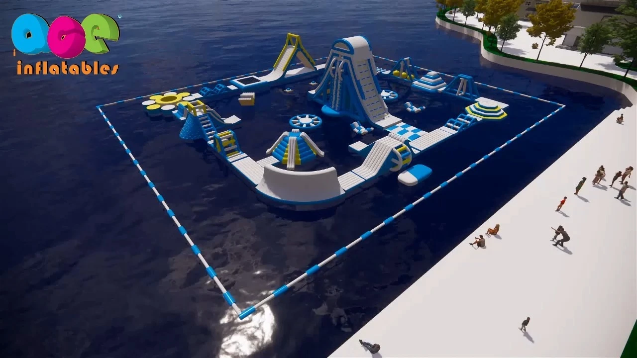 Custom large inflatable water park on water for sale 1