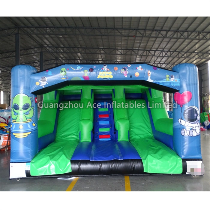 Tobogán seco inflable del castillo animoso del espacio alienígena del astronauta de los niños 1