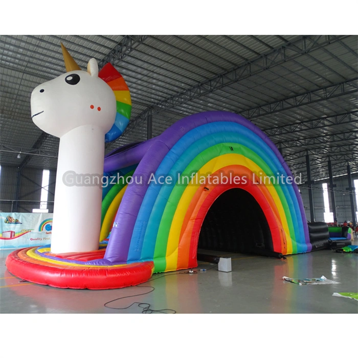 Giant Rainbow Unicorn Inflatable Wet and Dry Slide - Perfect for Fun! 1