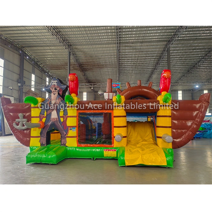 Tobogán combinado inflable con barco pirata para niños y castillo hinchable, perfecto para fiestas en el patio trasero 1