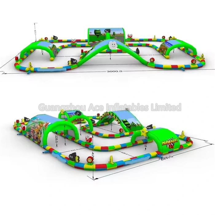 Pista de carreras inflable Go Kart con tema de Mario al aire libre para niños 1