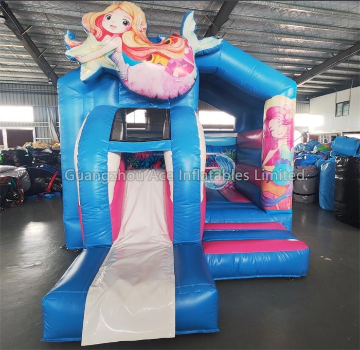 Casa inflable de la despedida de la princesa de la sirena combinada con el castillo animoso de la diapositiva 1