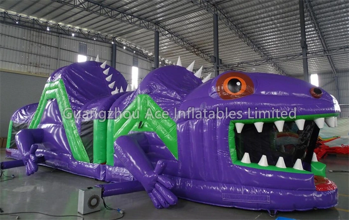 Outdoor Commercial Purple Lizard Inflatable Obstacle Course For Kids 1