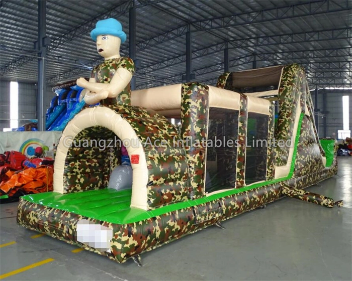 40ft Camouflage Inflatable Obstacle Course: Commercial Fun Run Game 1