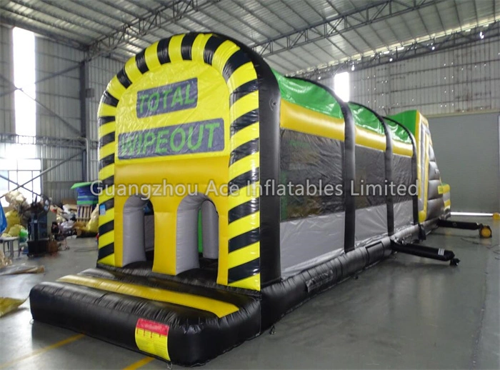 Kid's Outdoor Wipeout Inflatable Obstacle Course - Yellow and Black 1