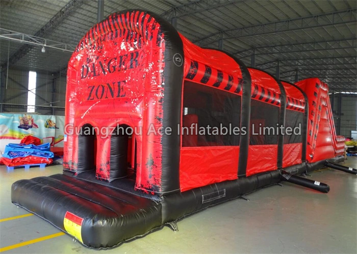Red Danger Zone Inflatable Obstacle Course for Kids & Adults - For Sale 1