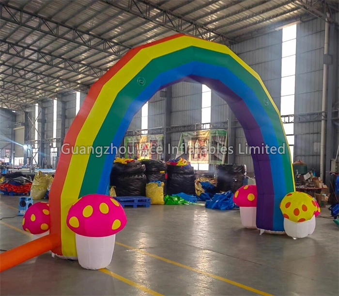 Rainbow Arch Inflatable with Mushroom - Perfect for Event Decoration 1