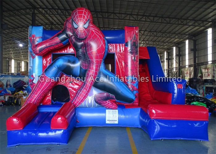 Spiderman Inflatable Bouncy Castle Combo Slide Bounce House For Sale 1