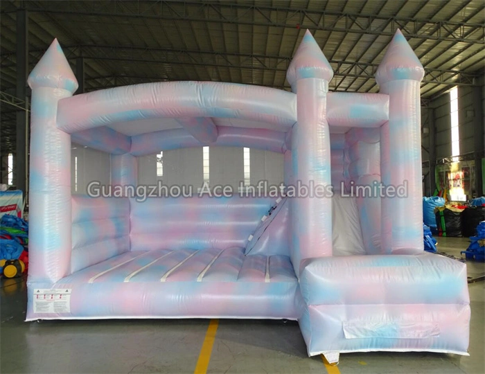 Pastel Tie Dye Inflatable Bouncy Castle Combo Slide with Blower for Party 1