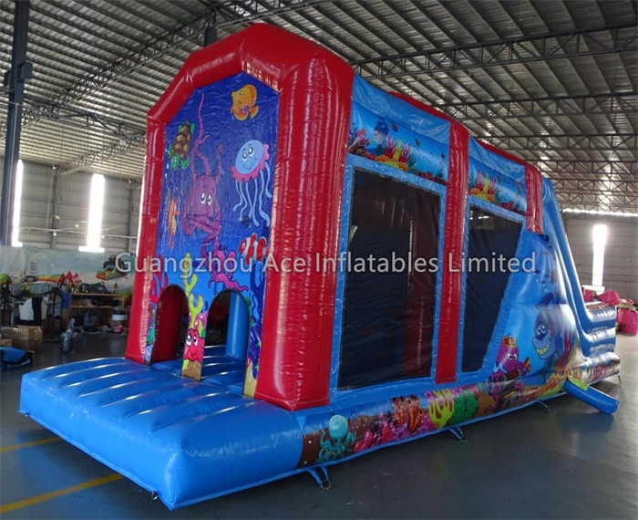 Ocean Animal Inflatable Obstacle Course Fun Run Game with Slide 1