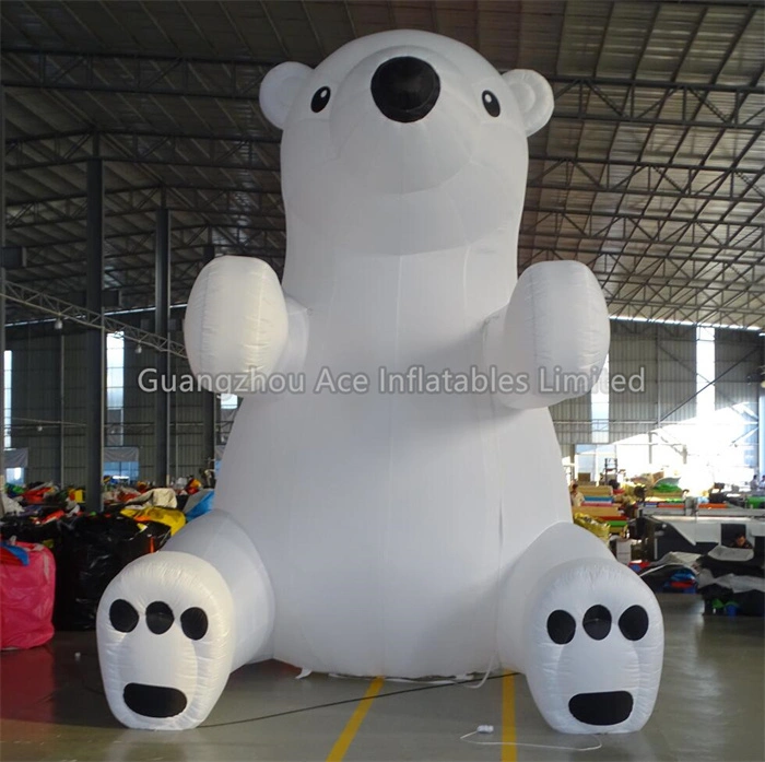 Modèle d'ours polaire gonflable de Noël de 20 pieds pour décoration de cour extérieure 1
