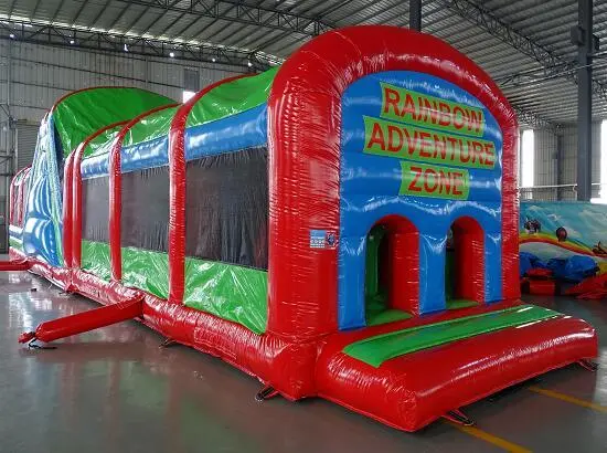 Rainbow Inflatable Obstacle Course with 3m High Slide 1