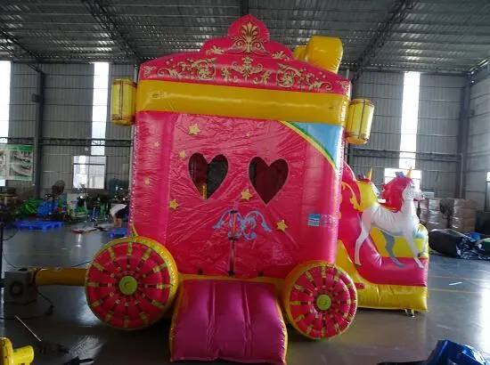Small Pink Princess Carriage Bouncy Castle for Sale 1