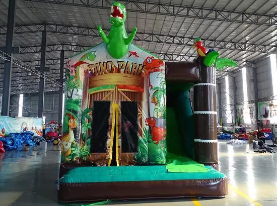 Dinosaur Disco Bouncy Castle with Slide 1