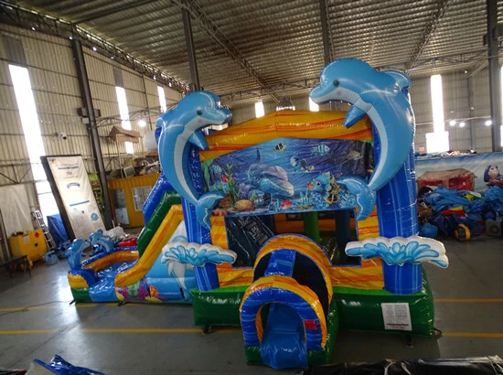 Dolphin Bounce House with Slide 1