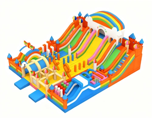 Rainbow Inflatable Amusement Park Bounce House 1