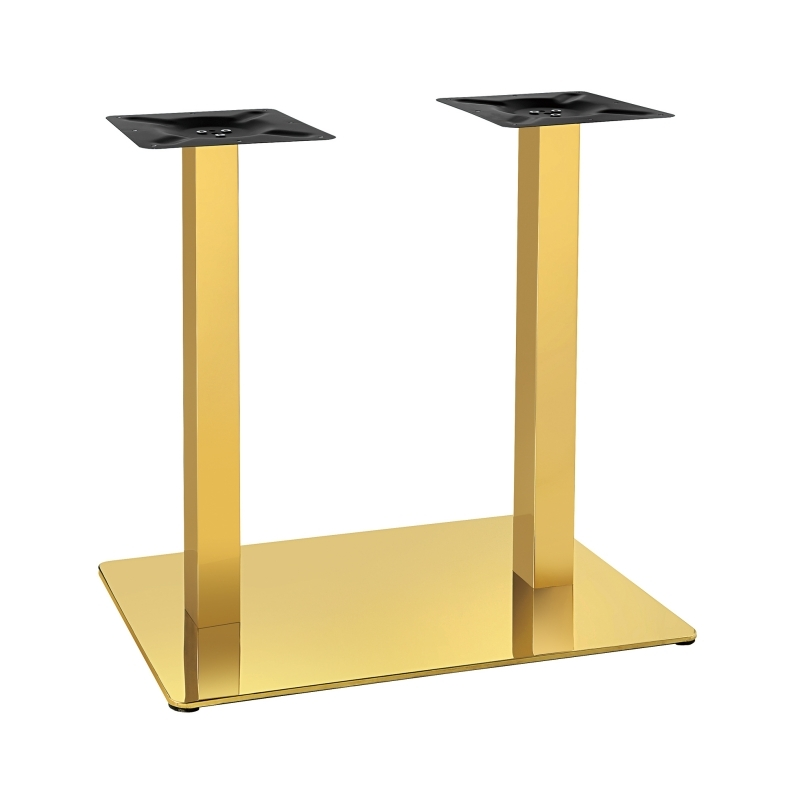 Brushed Stainless Steel Rectangular Twin Round Table Base 1