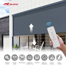 SUNC Motorized Outdoor Roller Blinds Waterproof Windproof  Electric Ziptrack Screen Blinds