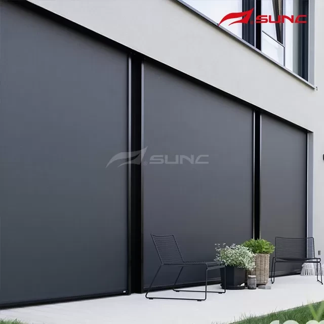 Motorized Outdoor Roller Blinds Windproof Sun Shade Blinds For Patio 1