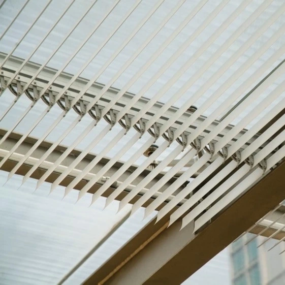 Sistemas de tejado con persianas retráctiles de aluminio del perfil aerodinámico que construyen el control de la luz de la fachada1 1
