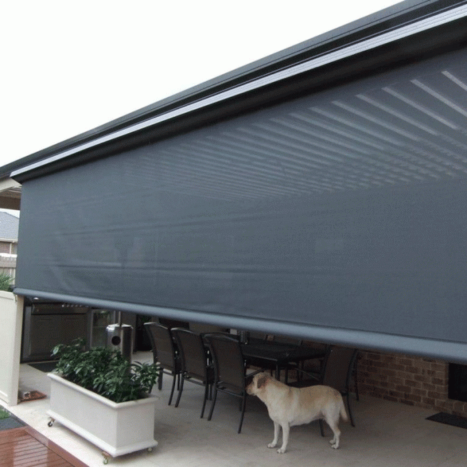 Polyester UV Coating Zip Track Blinds Blackout Customized Windproof Exterior 0