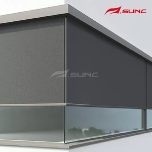 Restaurant Windproof Roller Motorized Track Blinds UV Coating