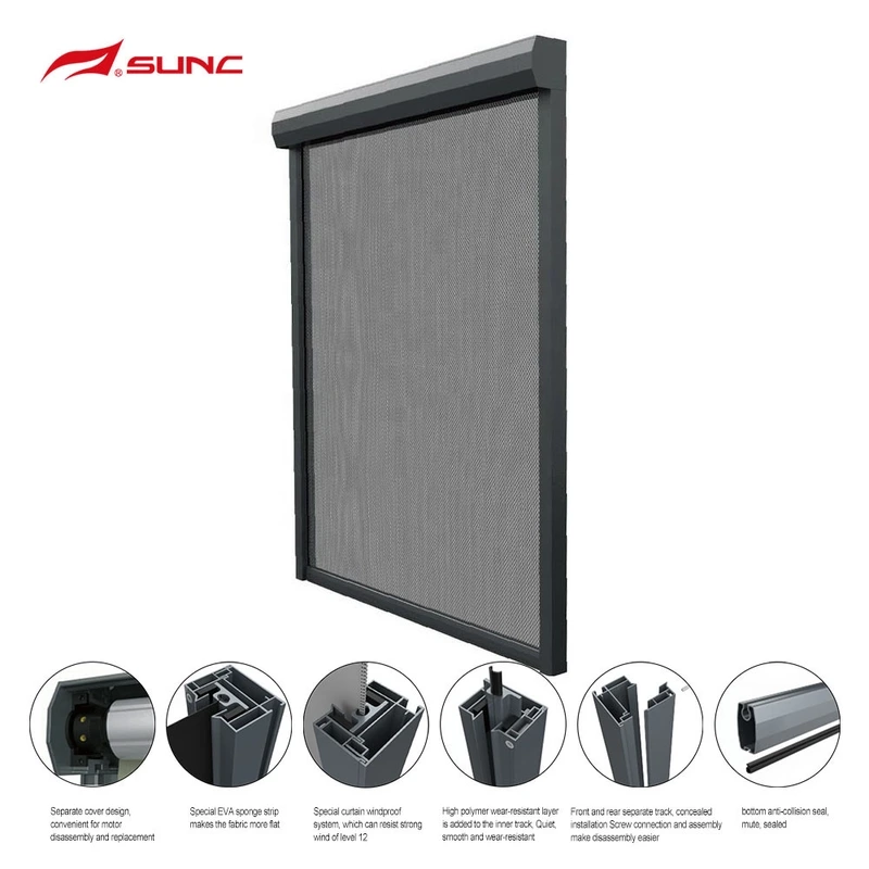 Facade Sunshade Waterproof Zip Track Blinds Wind Protection 1