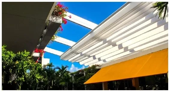 Outdoor Retractable Roof Awning Pvc Fabric Metal Pergola Pvc Coated Sail Finishing